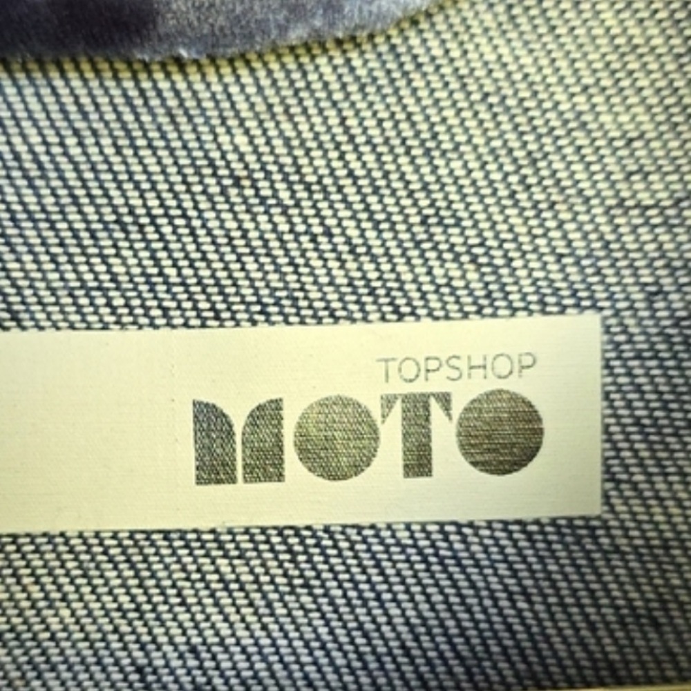 Topshop MOTO Rare Velvet Jean Jacket - Dark Blue Sz 6 - Picture 2 of 7